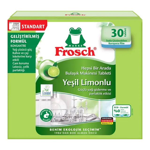 Frosch Yeşil Limon Bulaşık Makinesi Tableti 30'lu
