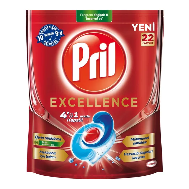 Pril Excellence 4'ü 1 Arada Bulaşık Makinesi Kapsülü 22'li