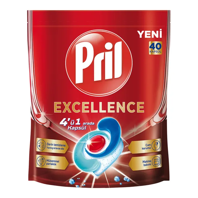 Pril Excellence 4'ü 1 Arada Bulaşık Makinesi Kapsülü 40'lı