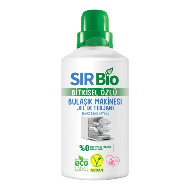Sır Bio Bitkisel Özlü Bulaşık Makinesi Jel Deterjanı Beyaz Sirke Katkılı 1000 ml