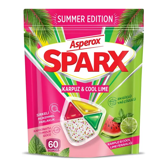Asperox Sparx Karpuz & Cool Lime Bulaşık Makinesi Kapsülü 60'lı